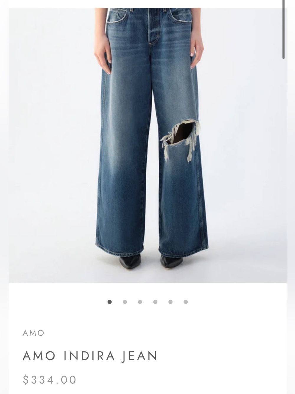 AMO Distressed Wide-Leg Mid-Blue Jeans - Picture 14 of 14